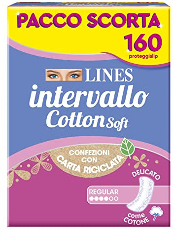 LINES INTERVALLO COTTON SOFT, proteggislip disteso, salvaslip per piccole perdite, delicato come cotone, traspirante, neutralizza odore