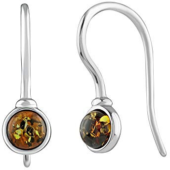 SILVEGO Damen Ohrringe aus 925 Sterling Silber mit echtem Bernstein 4 mm