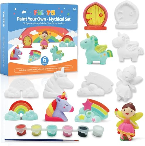 Funto Paint Your Own Unicorn Painting Kit, 13 PCS Kunst und Handwerk Set für Kinder, STEAM Projekte kreative Aktivität DIY Spielzeug Geschenk für Jungen & Mädchen Alter 3+