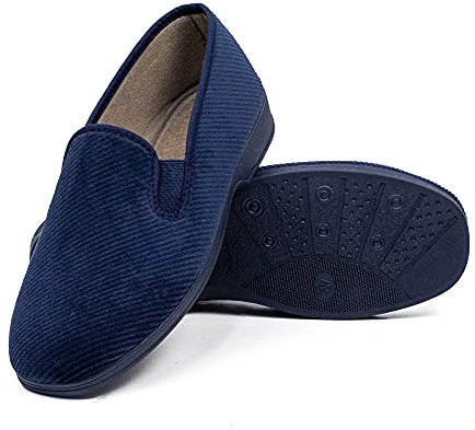 CoboFamily Zapatillas de Estar por Casa Hombre Zapatos Mocasines Parma Plano Cerradas Slipper Calido Comodo Pantufla Suela Caucho MADE IN SPAIN (44, Marino)