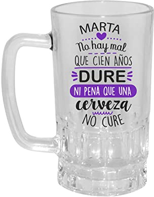 Kembilove Jarra de Cerveza Personalizada – Jarra de Cerveza con Nombre Grabado – Regalos Originales para Cumpleaños – Regalos Hombre – Regalos para Mujer con Mensaje No hay mal que cien año dure