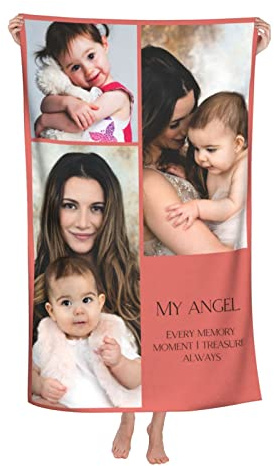 Naispanda Personalisiertes Strandtuch mit Foto, Personalisiertes Badetuch mit Foto und Text, Anpassbares Schnell Trocknendes Mikrofaser-Badetuch, Personalisiertes Handtuch - 130 * 80 cm