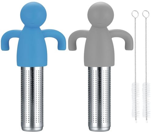 2 Stück Teesieb Teefilter, Tee-Sieb für losen Tee, Tea Infuser Edelstahl für Tassen, Teekannen, mit 2 Stück Reinigungsbürsten