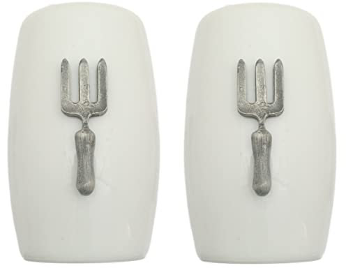 Garden Fork China Salt and Pepper Shakers Cruet Set Modern White CSP 148