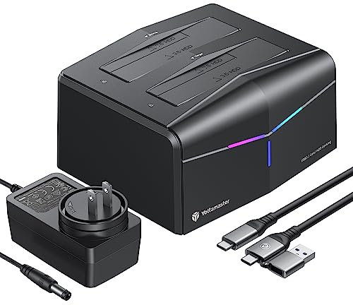 Yottamaster Docking Station Dock, USB 3.0 to SATA Dual Bay 10Gbps USB C Hard Drive for 2.5 & 3.5 SATA HDD/SSD Suitable for PC/Smart TV/Smart Router/PS4 - Non-Cloning Offline[KA200]