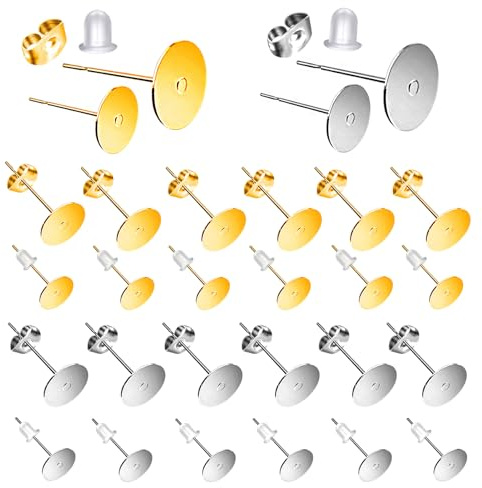 TOAOB 500 Piezas Postes de Pendientes Acero Inoxidable 6 mm 8 mm Plata y Oro Con Tuercas de Pendientes de Mariposa y Cierres de Silicona Transparente para Accesorios de Joyería