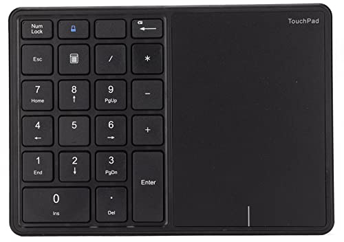 Trådlös Nummerplatta med Pekplatta, Bluetooth-nummerplatta för Bärbar Dator, 22 Nycklar Trådlös BT Dual Mode Numerisk Tangentbord, 2.4G 2 i 1 Bärbart Tangentbord för Finansiellt (Svart)