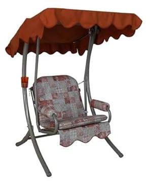 Angerer Freizeitmöbel GmbH Hollywoodschaukel 1-Sitzer - Gartenschaukel Made in Germany - Schaukel zum Sitzen und Entspannen - einfache Montage (Rot-Beige Gemustert)