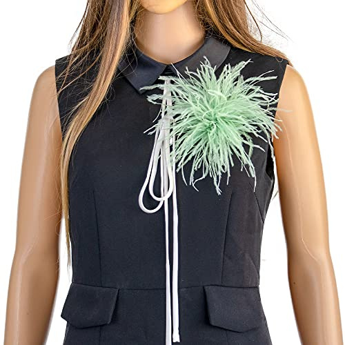 SYSUII Damen Federbrosche,Natürliche Straußenfeder Ansteckbrosche Federbrosche Feder Blume Brosche Pins Kleid Zubehör Fascinators Kostüme Dekor Kopfbedeckung für Hochzeit Party Festival -Grün