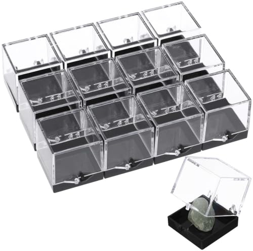 Baluue Aufbewahrungsboxen Für Mineralienproben Transparente Acrylbox Mit Deckel 12 Stück Probenbehälter Für Edelsteine Und Präparate Quadratische Mineralien Aufbewahrung 3.50 cm