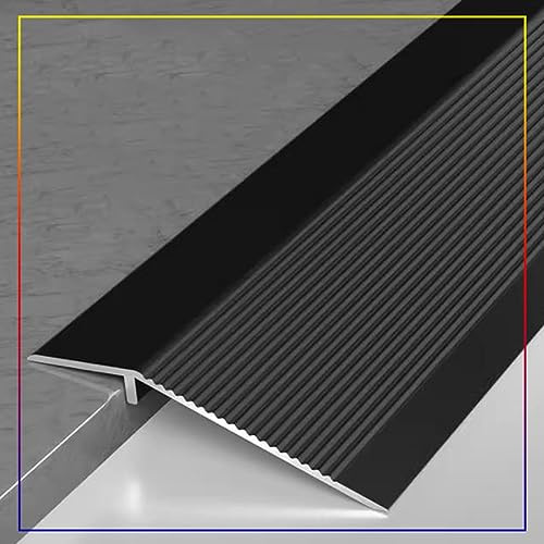 TOCTUS ÜBergangsprofil, Aluminium Übergangsleiste Für Lücken, Boden Abdeckleiste, Rampe Von Holz Zu Fliesen, Bodenabdeckungsleiste Türschiene, Für 1–4 cm Höhenunterschied (Color : Matte Black)