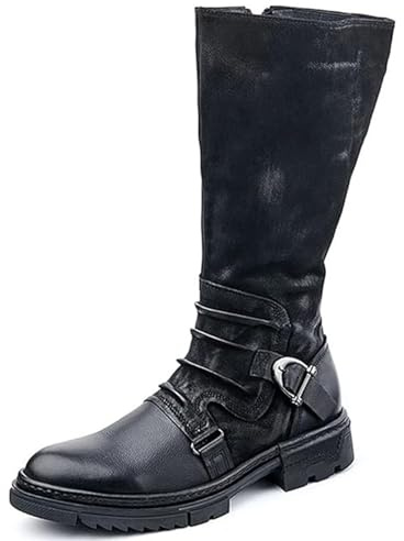 Stivali Alti al Ginocchio da Uomo, Scarpa Medievale in Pelle Stivali da Equitazione retrò gotici con Fibbia in Metallo Scarpe da Cavaliere Guerriero Multi Taglia