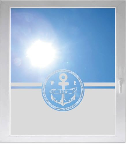 INDIGOS UG - Anker - ab 800x500 mm - Glasdekorfolie Silber fein satiniert - Blickdicht - Folie Duschkabine - Bad - Fensterfolie - selbstklebend - Dusche Sichtschutzfolie - individuelle Breite - matt