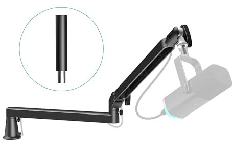 Prizmora Mikrofonarm Niedrigprofil mit 15 cm Verlängerung, Verstellbarer Mikrofonarm aus Metall, Kabelmanagement, Low Microphone Boom Arm für Podcast, Streaming, Gaming