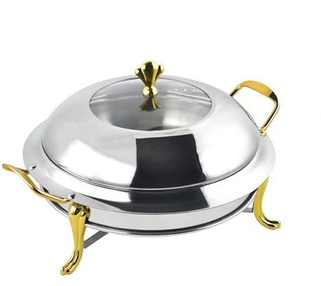 KELUNIS Stainless Steel Alcohol Stove Hot Pot Buffet Stove Hot Pot Portable, Removable Small Chafing Dish for Indoor Outdoor Camping Hiking,26cm