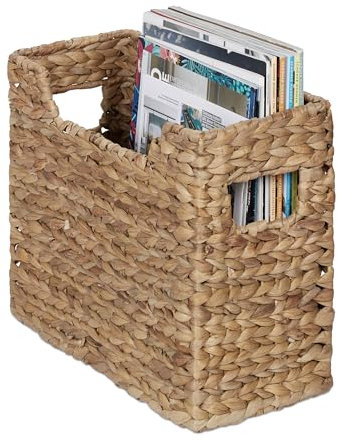 Relaxdays Zeitungsständer, Wasserhyazinthe, HBT: 25 x 34,5 x 15,5 cm, Dokumentenhalter geflochten, Organizer, Natur