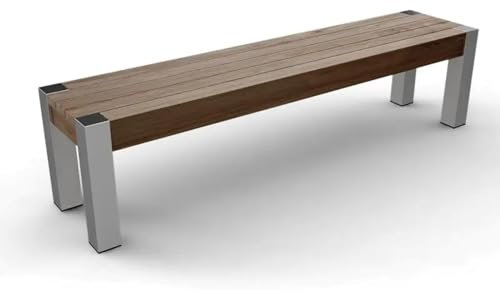 Teako Design Edelstahl Teakholz Bank Cancano Massivholz, Verschiedene Größen, wetterfest, robust, für Garten und Terrasse, Outdoorbank, Massivholz, Stabil (180 cm)