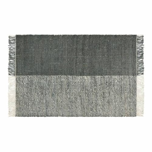 Loberon Teppich Montbéliard, handgewebt, zweifarbiges Design, natürliche Optik, robust & langlebig, Wohntextilien, Jute, grün/Creme