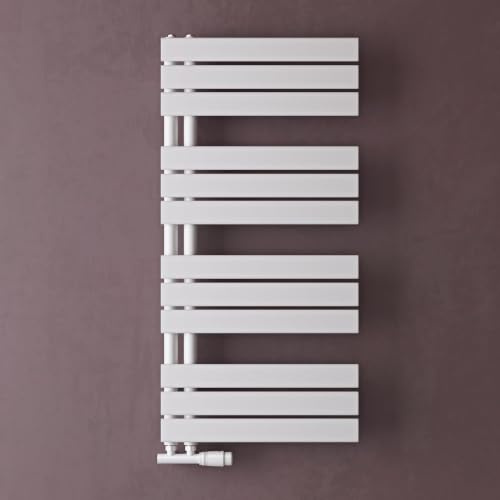 doporro Heizkörper Bad Handtuchheizkörper 104x50cm Weiß Badheizkörper | Badezimmer Badheizung Handtuchtrockner Handtuchwärmer Seitenanschluss, Effiziente Wärmeleitung, Nahtlose Schweißtechnik, FN