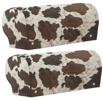 Annejudy Cow Print Stretch Sofa Armrest Covers Armchair Slipcover Protector Couch Arm Covers with 10 Pins for Home Office Recliner Sofa Anti-Slip Furniture Protector