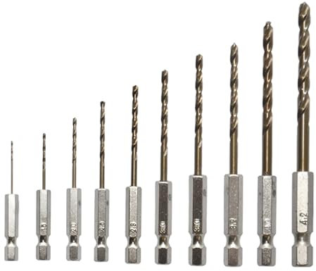 Set di 11 punte per trapano al cobalto M35, per acciaio inossidabile e metallo duro, con codolo esagonale da 1/4 per avvitatori a percussione