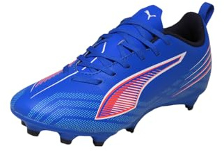 Puma Ultra 6 Play FG/AG JrSoccer - Tenis Unisex para niños, Ultra Blue Puma White Glowing Red, 35 EU