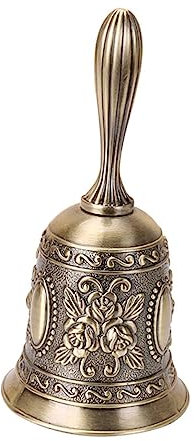 NUOBESTY handklocka i metall retro design hög klocka för fest restaurang mottagning och dekoration med handtag för bekväm användning