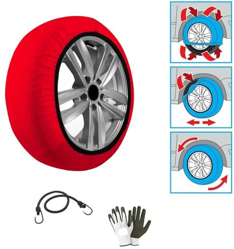 CALZE DA NEVE GHIACCIO PER PNEUMATICI 225/40 R19 CERCHIO 19 MISURA L CALZA DA NEVE OMOLOGATA PER AUTO,SUV,4X4,FURGONI, TESSUTO ANTI-SLITTAMENTO PER TRATTI DI STRADA MISTA 1 COPPIA=2 PEZZI