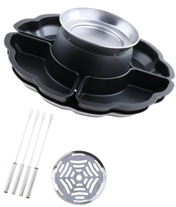 F Fityle Flameless Electric Roaster Chocolate Fondue Set Electric Fondue Pot Set with Forks for Kitchen Cooking Movie Night Supplies