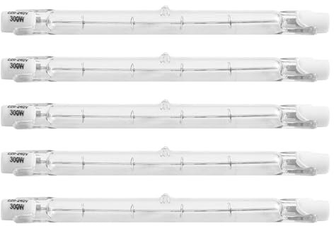 Losueeun 5Er-Pack R7S 118 Mm 300 W 230 V, R7S Halogen-Linear-GlüHlampe, Dimmbare Halogenlampe für Bauarbeiten, Landschaftsbeleuchtung
