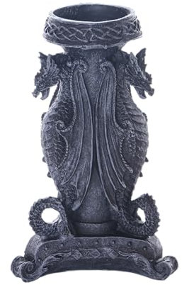 Kawaii-Story DH-025 Drachenfigur Kerzenhalter aus Harz 15x9x9 cm, Drachen Sammlerstück Deko, Fantasy Mystik Gothik, schwarz