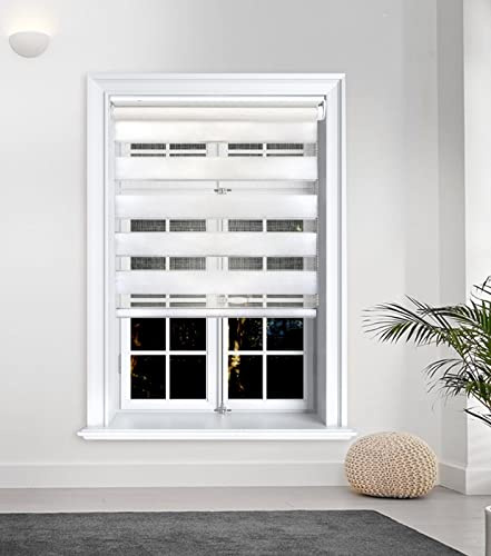 Lister Cartwright Premium Quality Zebra Blind Day & Night Blind Roller Blinds fashionable, White 180 x 165 cm