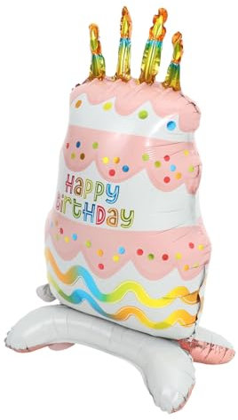 GALPADA Palloncino Forma Torta in Alluminio Con Base Rosa Strati Decorazione Gonfiabile Per Feste Di Compleanno Addobbi Festa Ragazze Effetto Realistico e Resistente