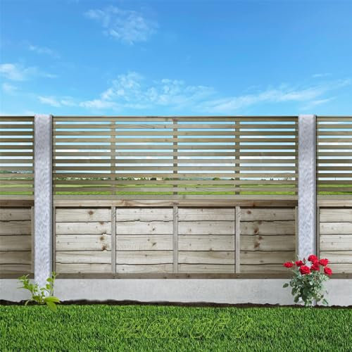Premier Vogue Pack of 4 6x2ft (W: 6ft x H: 2ft) Contemporary Horizontal Slatted Capped Trellis Venetian Style Garden Panel Fence Topper/Wall Art/Pergola/Divider Width 1828mm x Height: 631mm