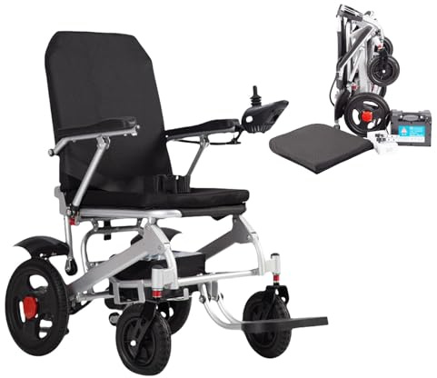 Plegable Todo El Terreno Silla De Ruedas Eléctrica Para Ancianos, Silla De Ruedas Eléctrica Inteligente Ligero, Carga De 120Kg,Con Neumáticos De Goma 20CM,Para Interior Y Ascensor A