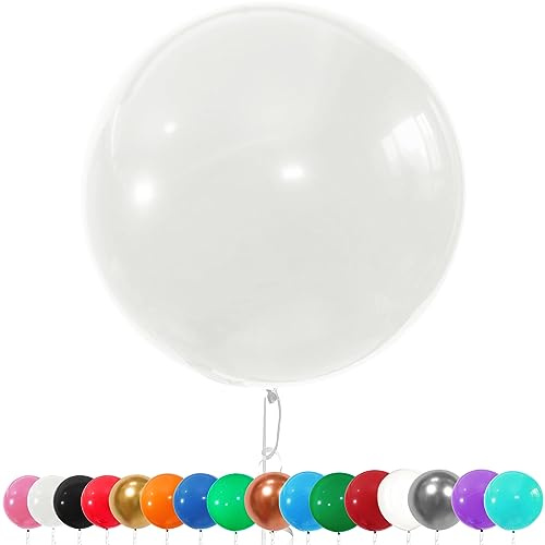 AUNGKWANG Lot de 6 Ballons Géant en Latex, 90cm Grand Décorations Ballon Blanc, Helium Ballon pour Fête, Anniversaire, Mariage, Baptême, Noël, Carnaval, Cérémonie