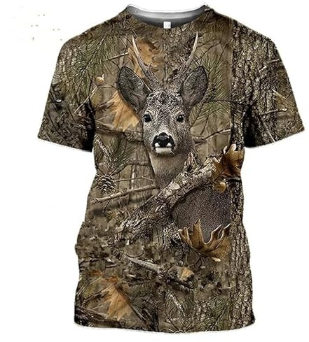 CHANYI Hommes 3D imprimé T-Shirts Cerf Lièvre Chasse Camoufalge T Shirt Hommes 3D Camo Sanglier Lapin Chasseur Impression T-Shirt Femmes Vêtements Drôle Enfants À Manches Courtes