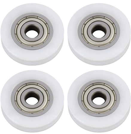 4 Ruedas de Polea de Nailon con Ranura Redonda para Puerta Deslizante, Cajones y Barras Angulares, Tamaño 5 x 24 x 6 mm, ruedas para puertas correderas, Con Rodamientos de Bolas