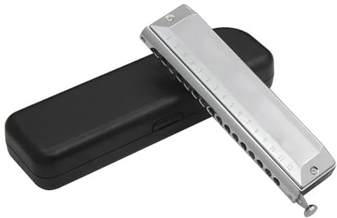 Harmonica Professionnel Harmonica 16 Trous 64 Notes Échelle Chromatique Instrument À Vent En Acier Inoxydable