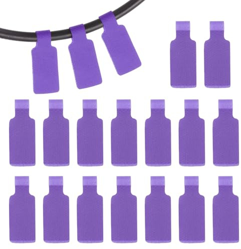 PATIKIL 16Pcs Cable Labels Tags, 1.8 Write on Wire Tags Cord Labels Hook Loop Rectangle Cable Ties for Electronics Organize Wire Classify Identification Management, Purple