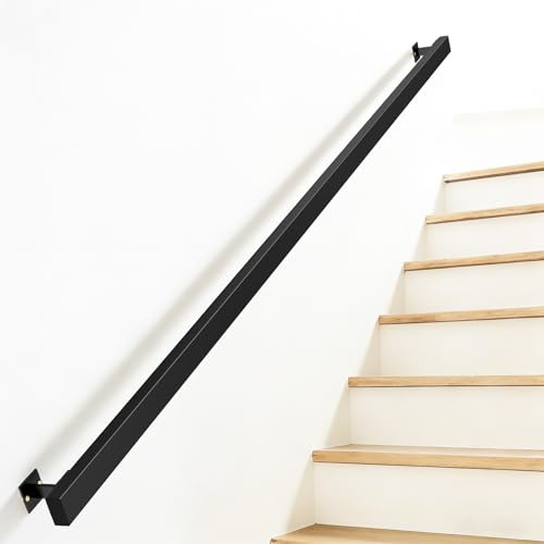 Handlauf Treppe Schwarz, Handläufe für Treppen, Treppengeländer Innen Außen, Wandhandlaufe, Geländer Treppe Antirutsch, Haltegriffe für Dachboden, Veranda, Eingang (340CM)