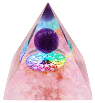 LEPGUYO Pyramide Orgonite Arbre de Vie Quartz Rose, Pierre de Guérison Énergétique – Chance & Santé, Cadeau Ésotérique Saint-Valentin pour Tous