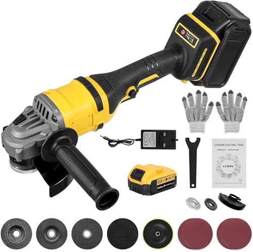 Victoam Meuleuse d'angle sans fil 125 mm, 1500 W, avec moteur sans balais, 4 niveaux de vitesse, 30 000 tr/min, poignée anti-vibration, avec 1 batterie de 3000 mAh pour couper et poncer