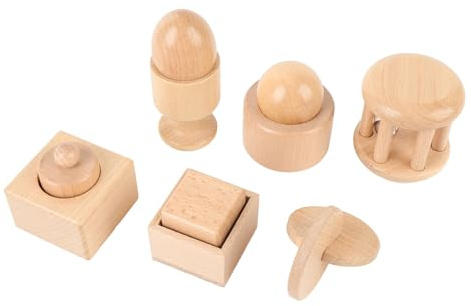 KUIDAMOS Juego de Sonajero de Madera para bebé, Juguetes Educativos a Juego para Niños, Material de Primera Calidad, Fácil de Limpiar, para Bebés y Niños Pequeños
