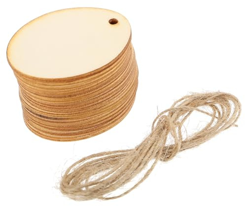 PRETYZOOM 40pcs Wooden Egg Pendants for Easter DIY Crafts, Premium Wood Material with Holes for Hanging, for Wall Decorations and Creative Craft Projects