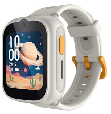TCL MOVETIME MT48 smart klocka barn - blå, 4G, GPS dubbelfrekvens L1+L5, videosamtal, SOS-knapp, IP68, AI-ritning, 900 mAh, 2,5 dagar, föräldrakontroll, grädde