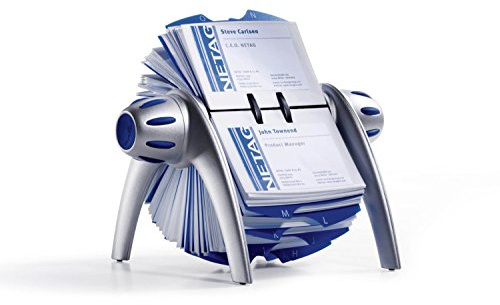 Durable 241723 Visifix Flip Fichier Rotatif pour 400 Cartes de Visite avec Index 25 Touches Argent/Bleu