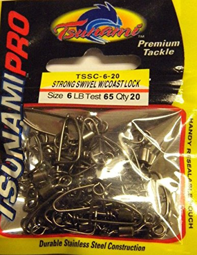Tsunami Pro Strong Swivels with Coastlock Size 6 20 Pack