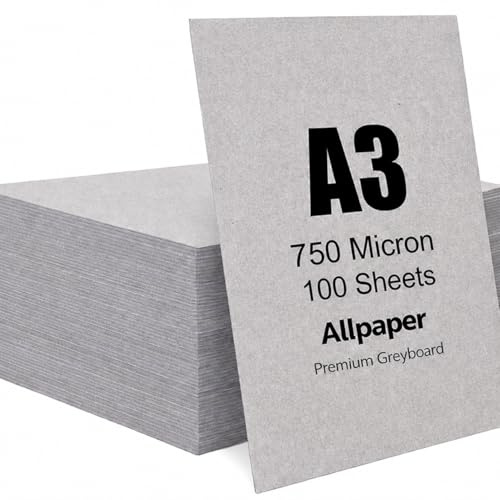 100 X Greyboard Craft Card A3 750 Micron 500gsm