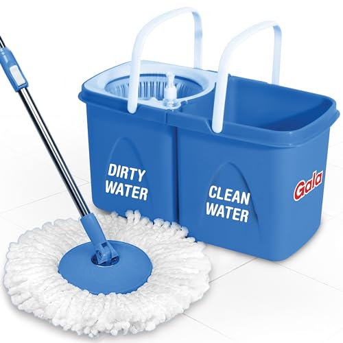 Gala Twin Seau Spin Mop avec 2 recharges et 1 distributeur de liquide (Bleu)